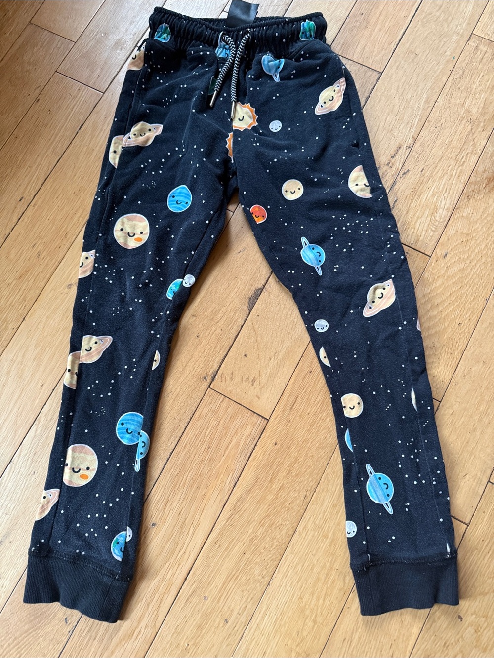 Planet Print Black Kids Jogger Pants (7-8Y)